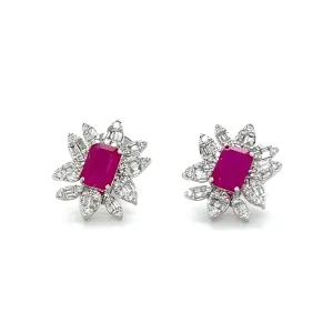 Ruby and Diamond Statement Flower Studs