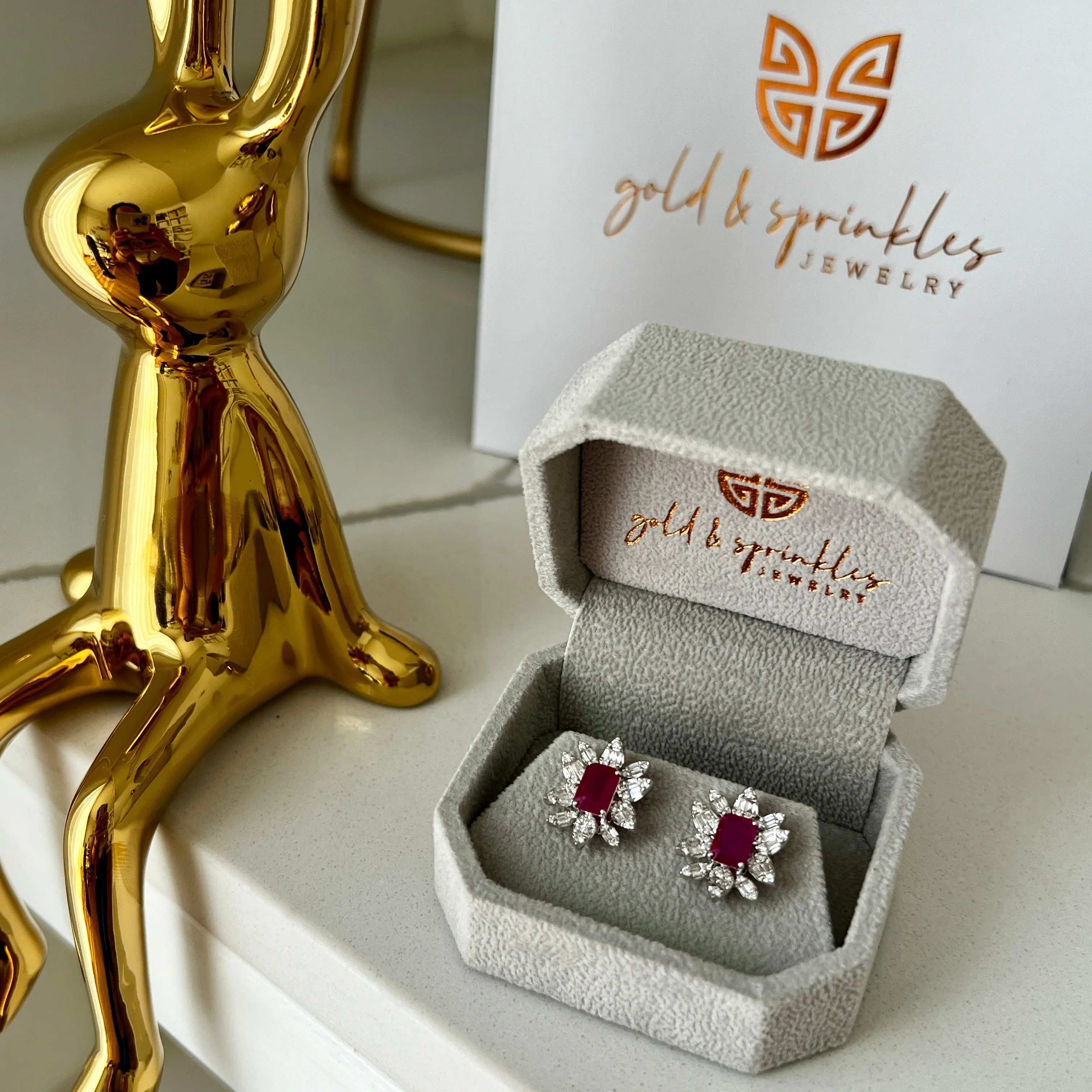 Ruby and Diamond Statement Flower Studs