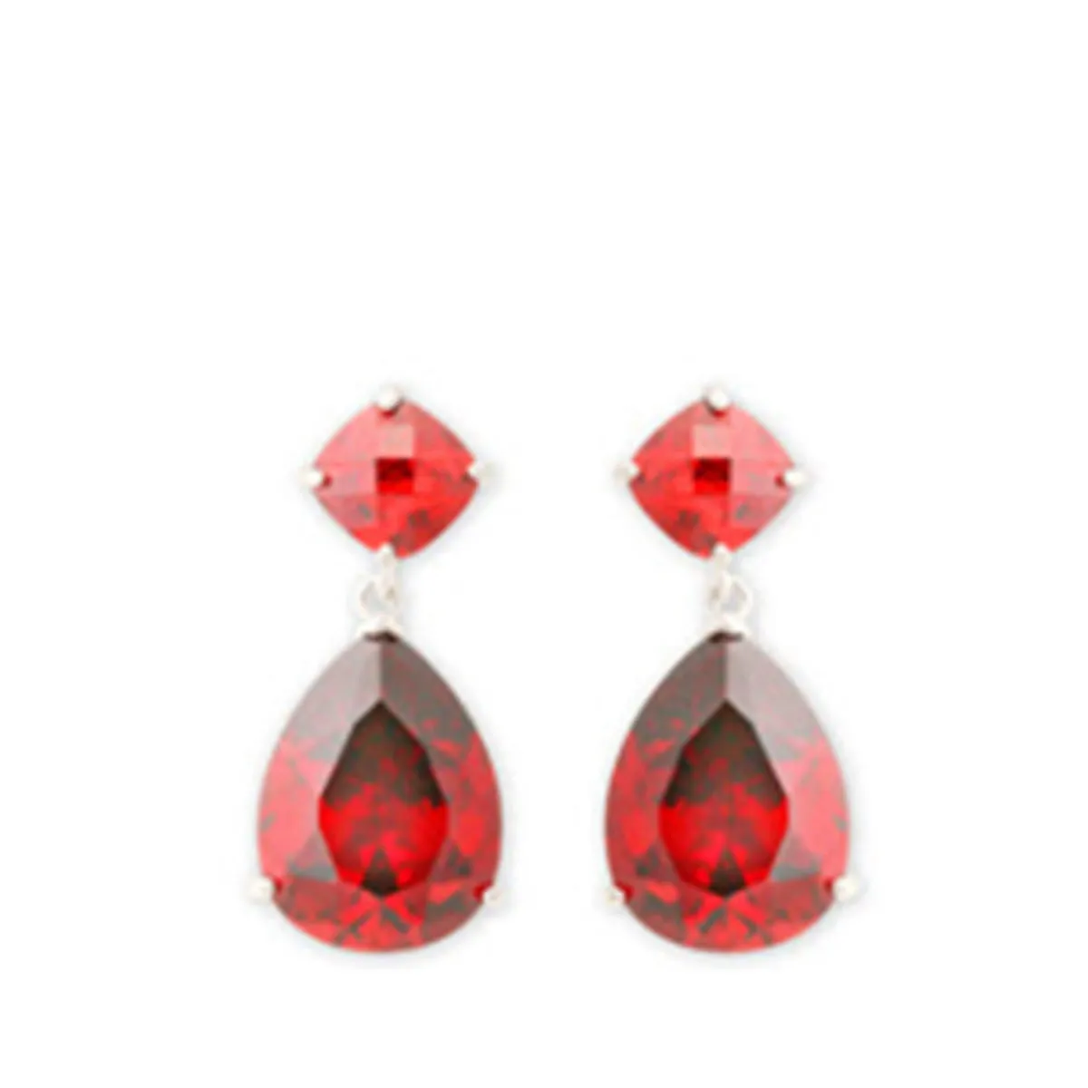 Ruby Red Pear Shaped Cubic Zirconia Drop Earrings