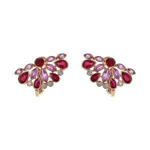 Ruby, Sapphire and Diamond De La Vie Cluster Earrings