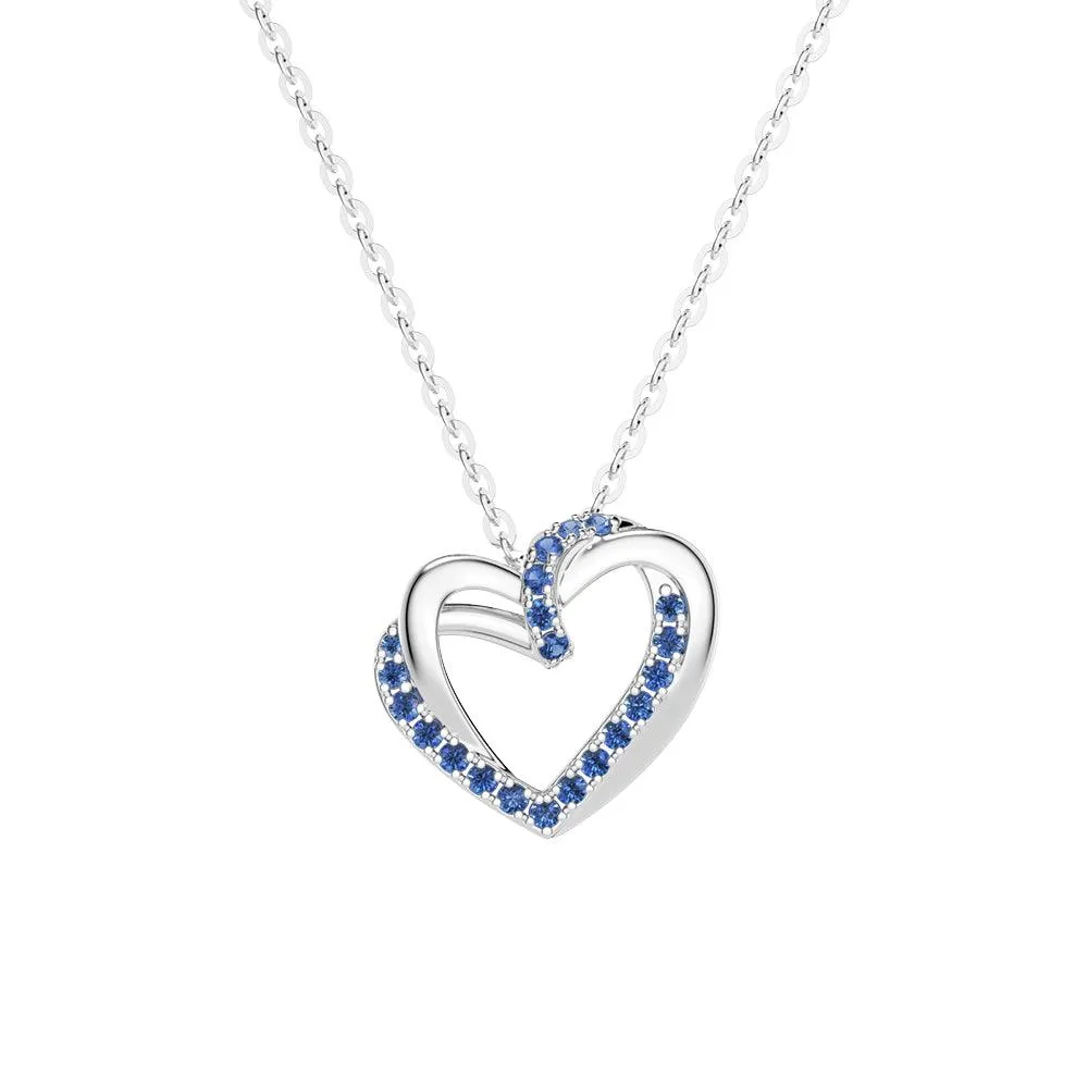 Sapphire Heart Pendant Necklace