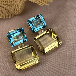 Semi-Precious Double Rectangle Earrings