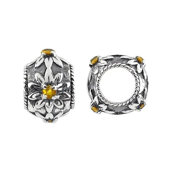 Silver & Citrine Blossom Charm S439C