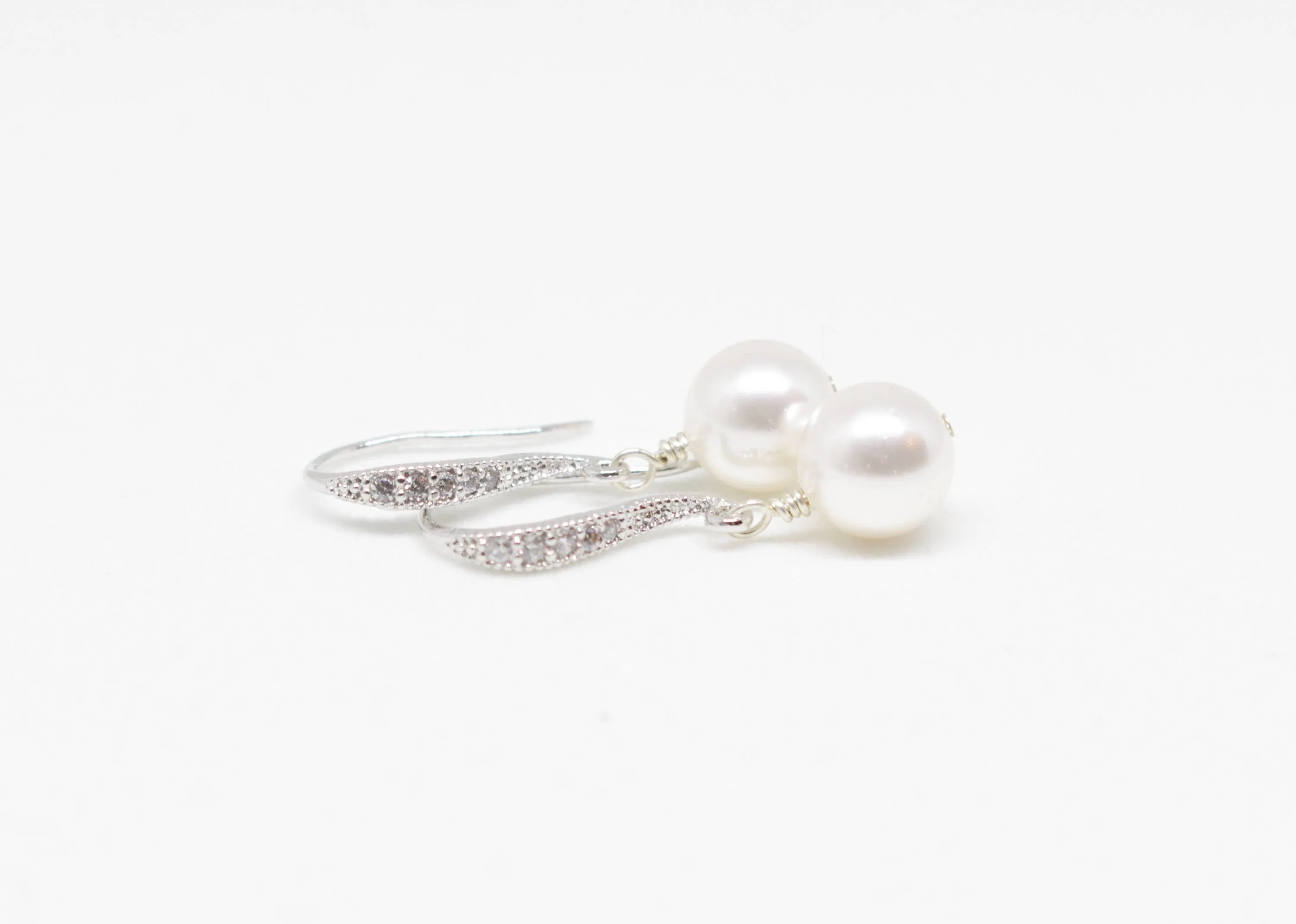 Silver & White Pearl Earrings