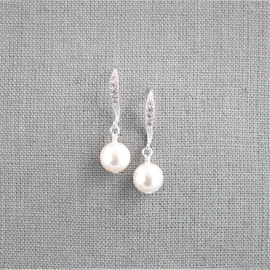 Silver & White Pearl Earrings