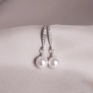 Silver & White Pearl Earrings