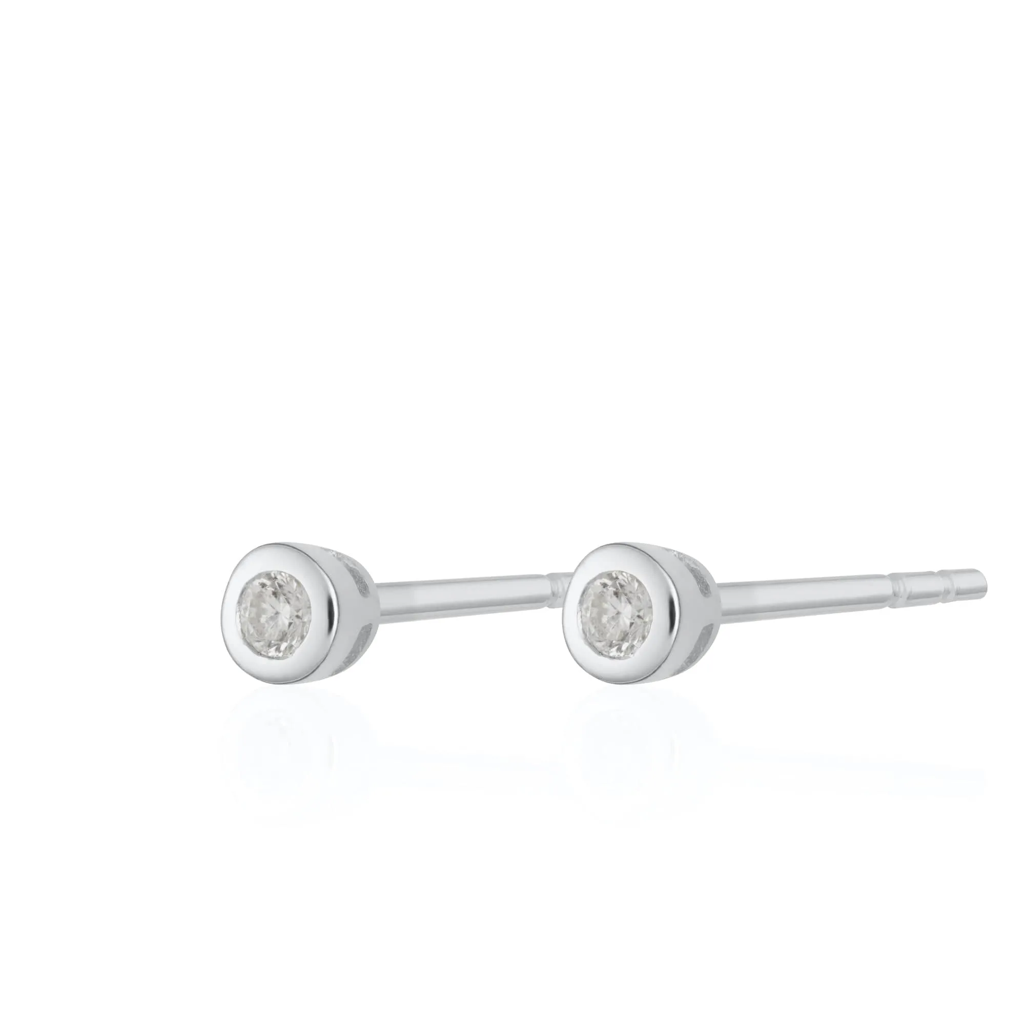 Silver April Birthstone Teeny Stud Earrings (White Topaz)