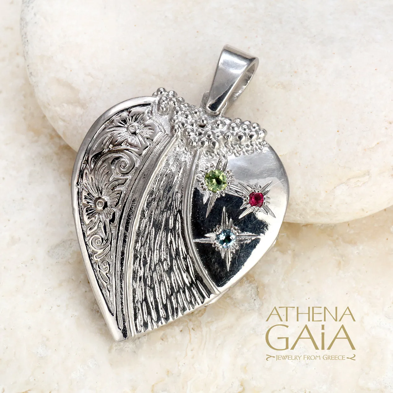 Silver Strawberry Heart Locket