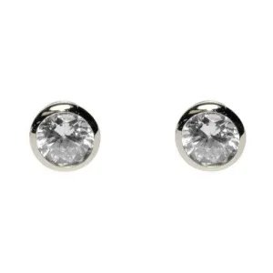 Simica Round Cut Bezel Stud Earrings – 8mm | 2.5ct