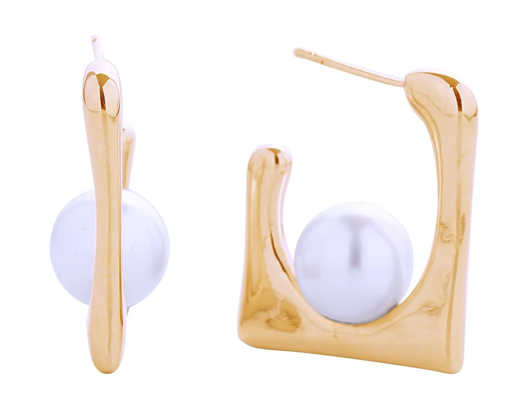 SJE310575 14K Chic Square Pearl Post Earrings