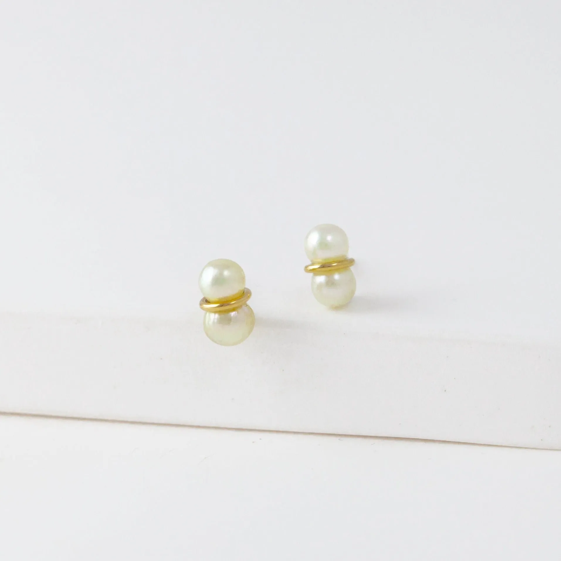 Small twin pearl earrings