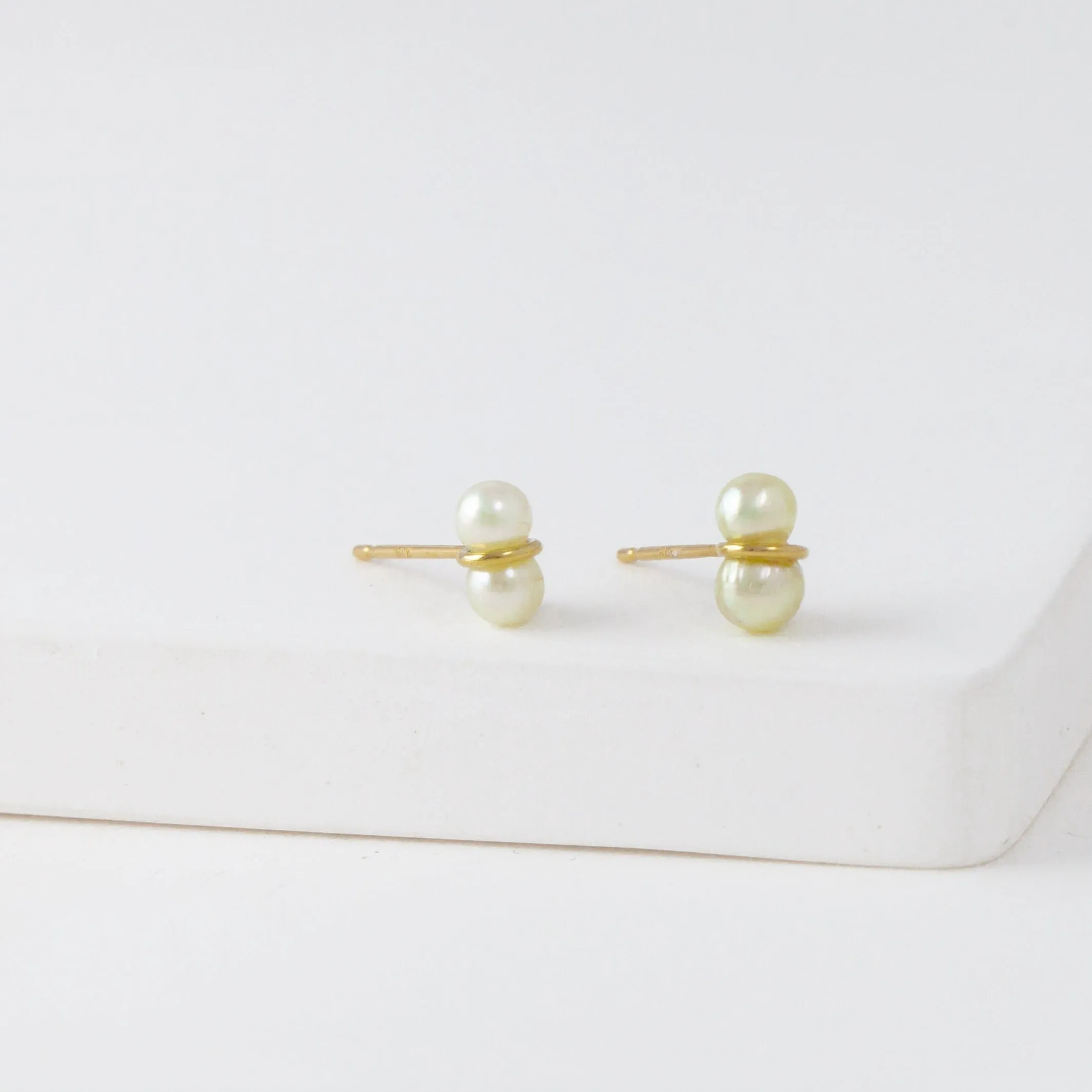 Small twin pearl earrings