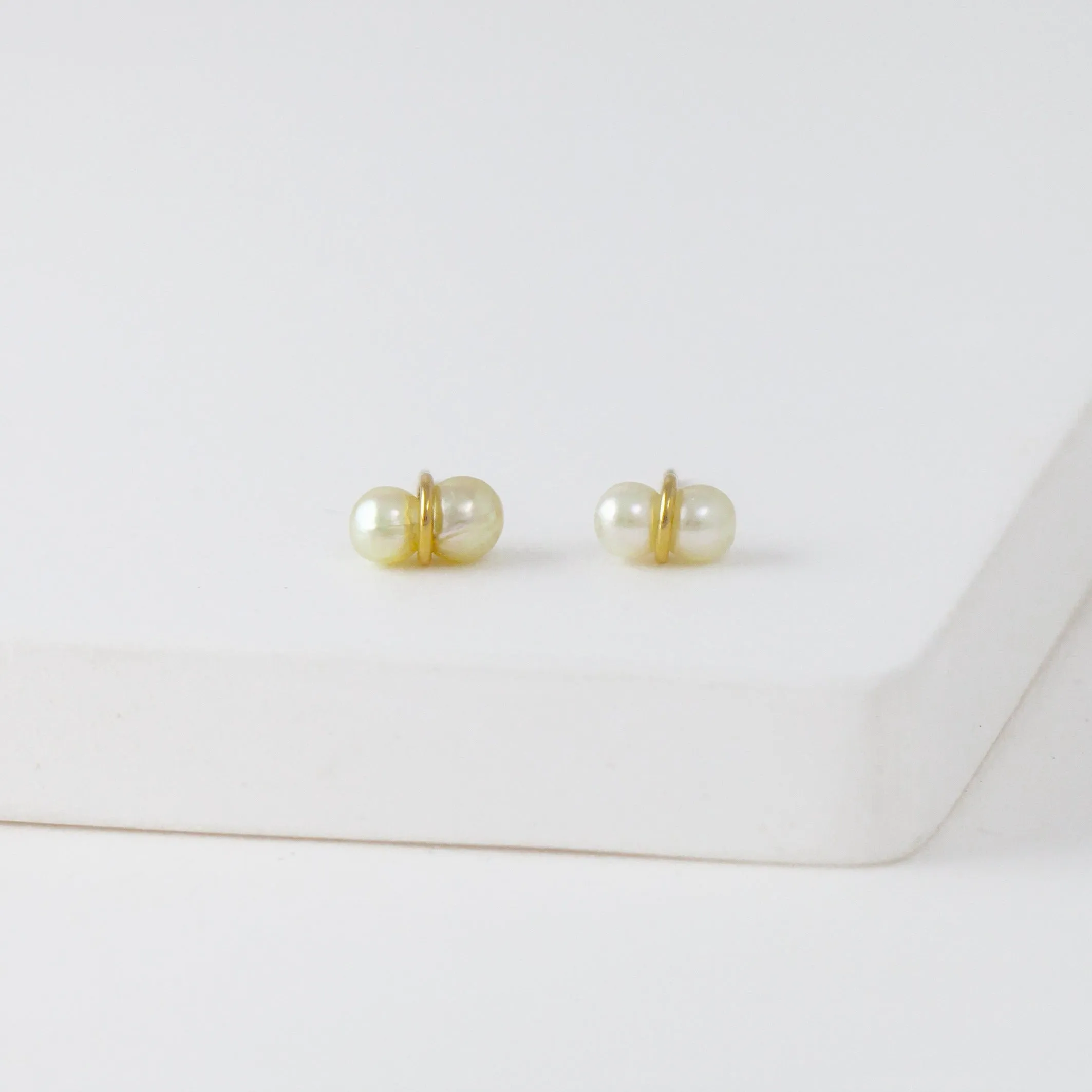 Small twin pearl earrings