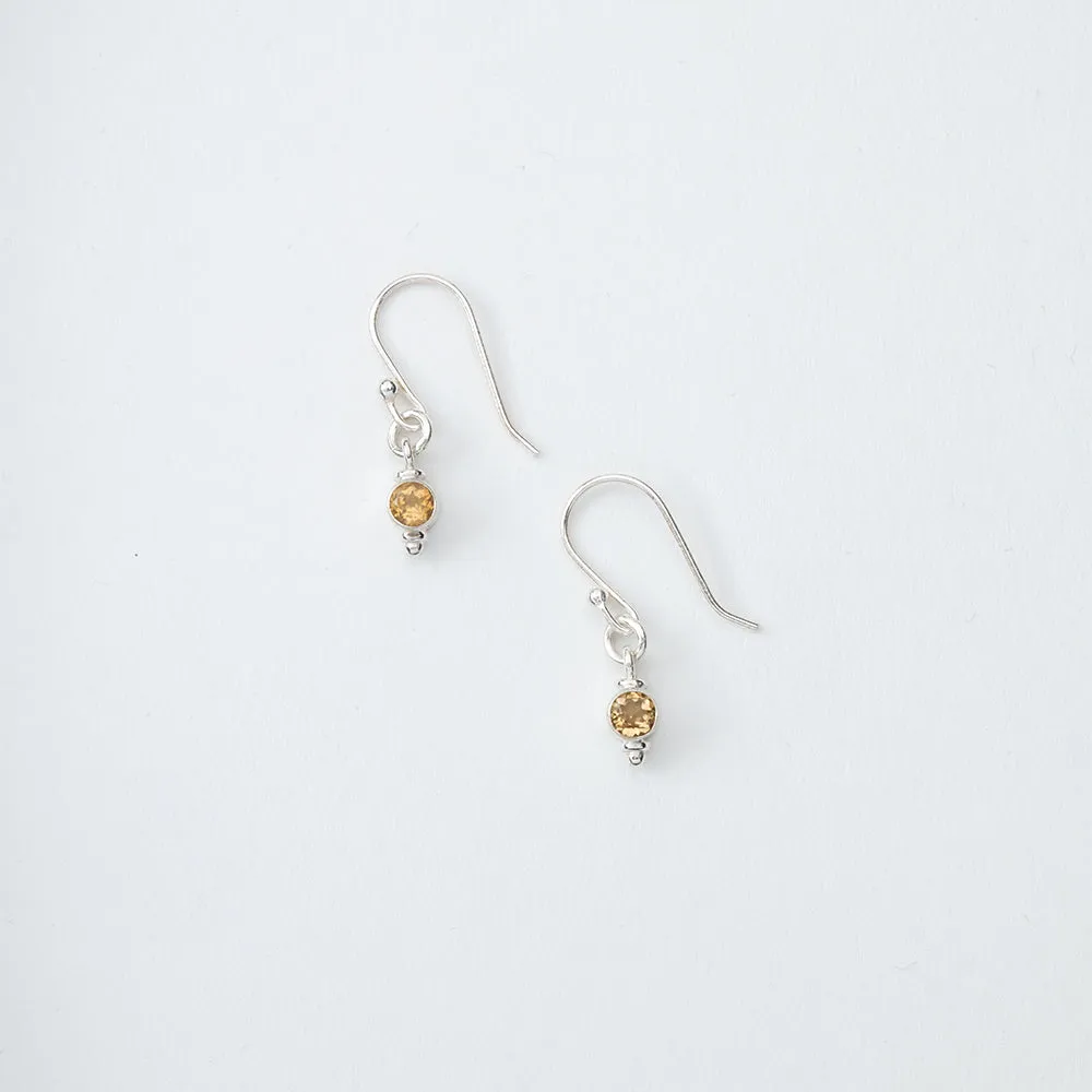 Small Yellow Gem Dangle Earrings