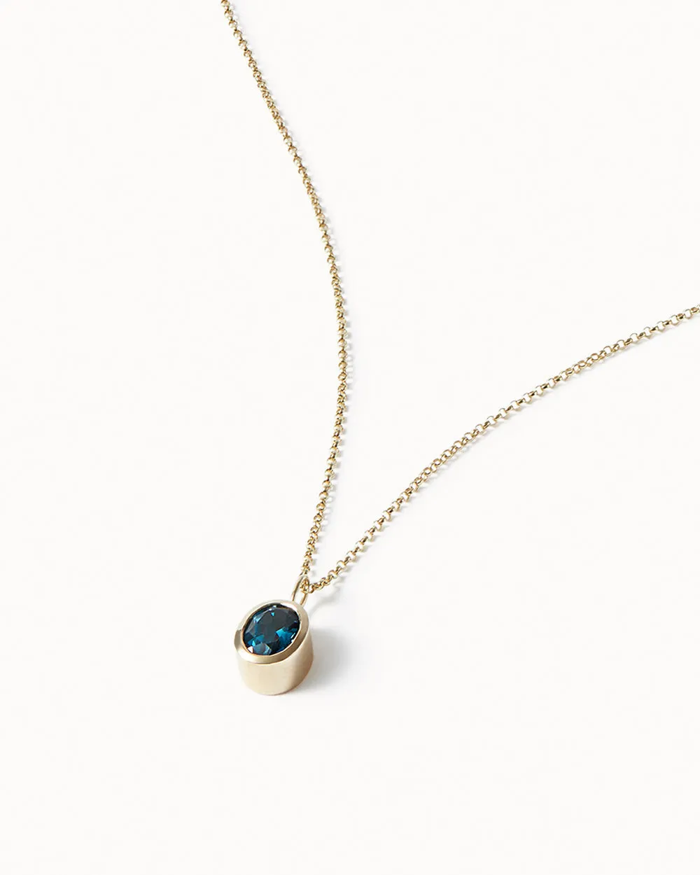 Solid Gold London Blue Topaz Gemstone Necklace