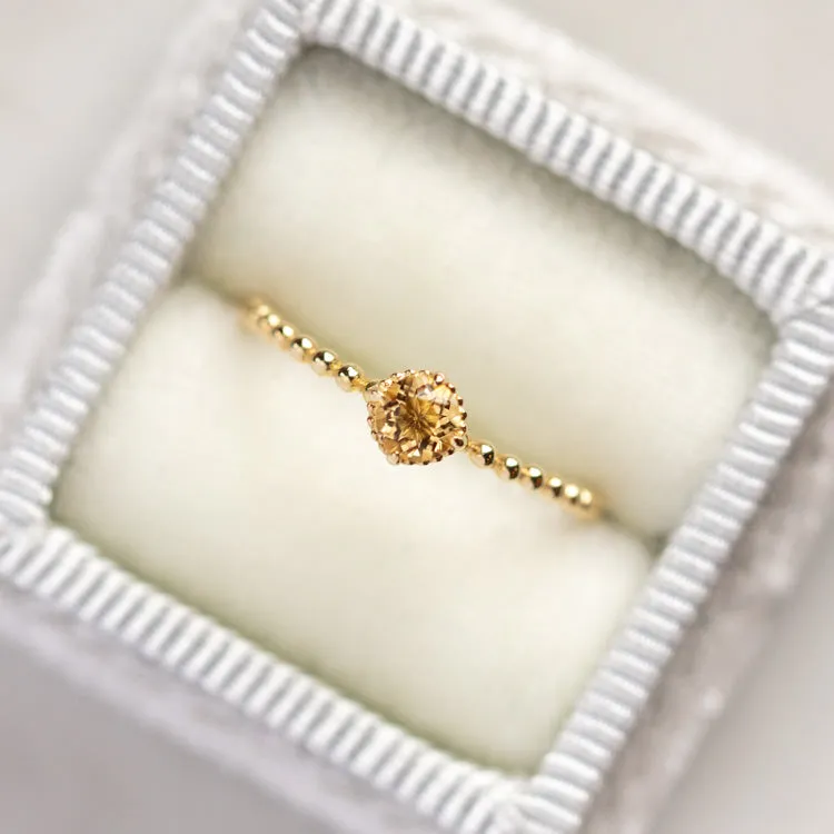 Solid Gold Sunny Citrine Ring