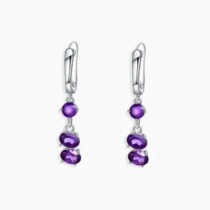 Sterling Silver Amethyst Drop Earrings - Elegant Fine Jewelry for Women - Irosk ®