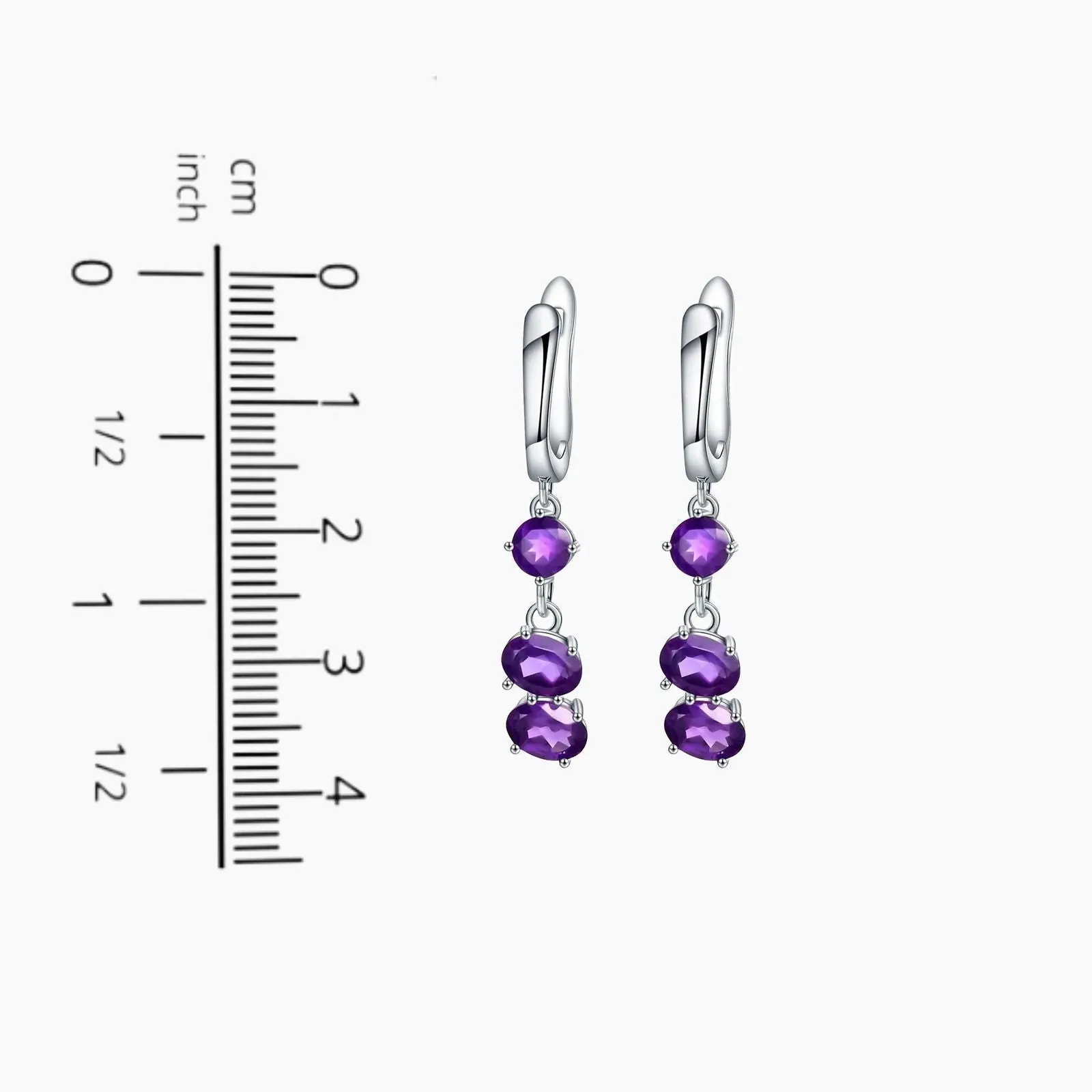 Sterling Silver Amethyst Drop Earrings - Elegant Fine Jewelry for Women - Irosk ®