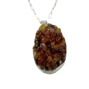 sterling silver citrine cluster pendant