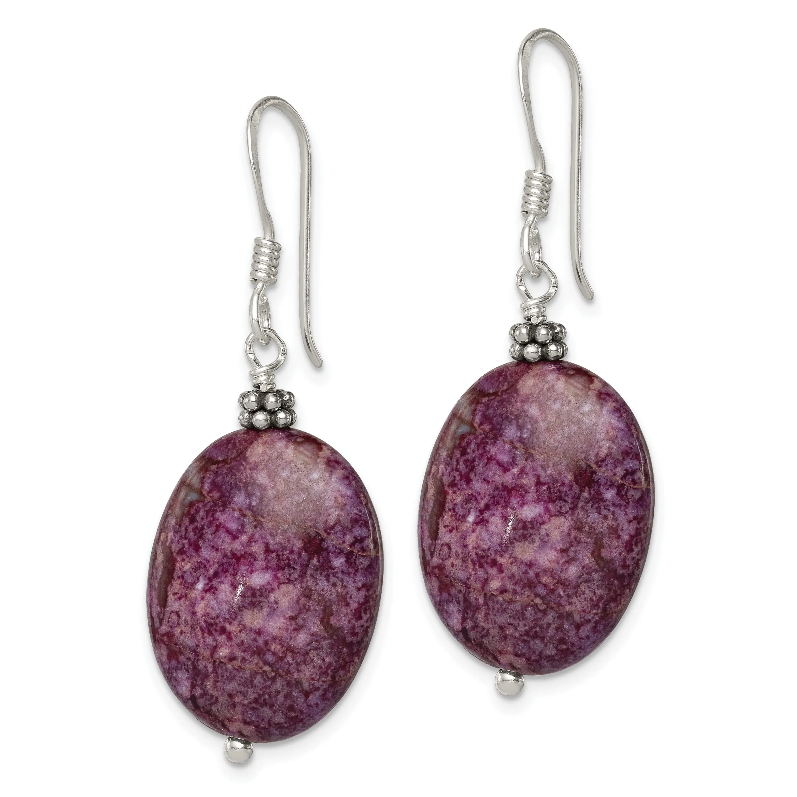 Sterling Silver Dark Charoite Drop Earrings