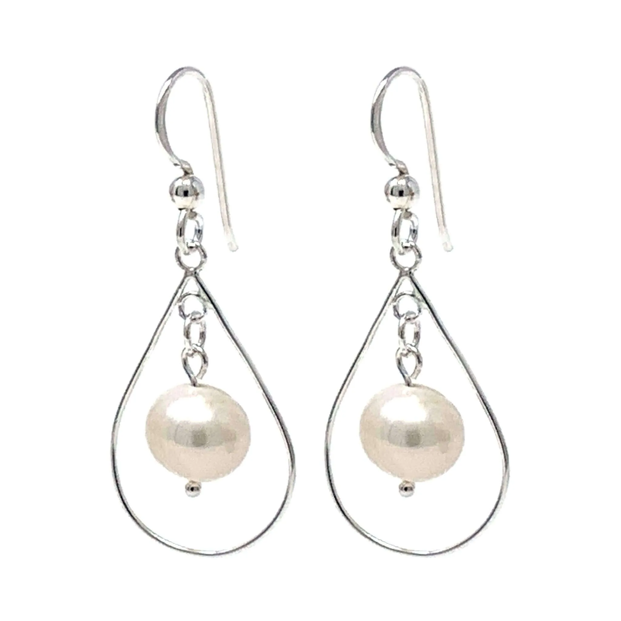 Sterling Silver Freshwater Pearl Teardrop Earrings