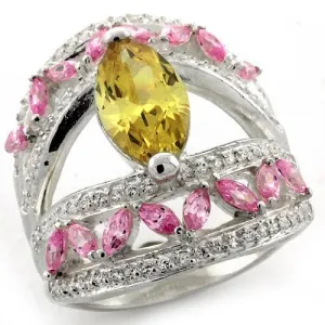 Sterling Silver Ring AAA GRD CZ Citrine LOAS1101 for Women Style High