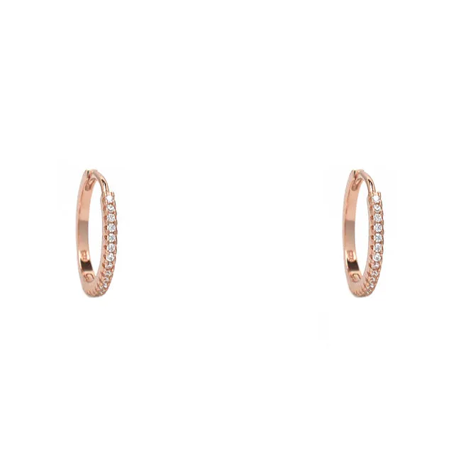 Sterling Silver Rose Gold Plated CZ Hoop Earrings