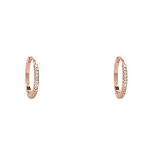 Sterling Silver Rose Gold Plated CZ Hoop Earrings