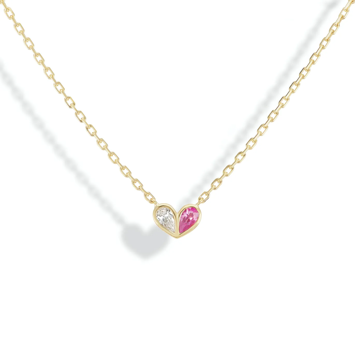 Sweetheart Necklace Diamond & Pink Sapphire