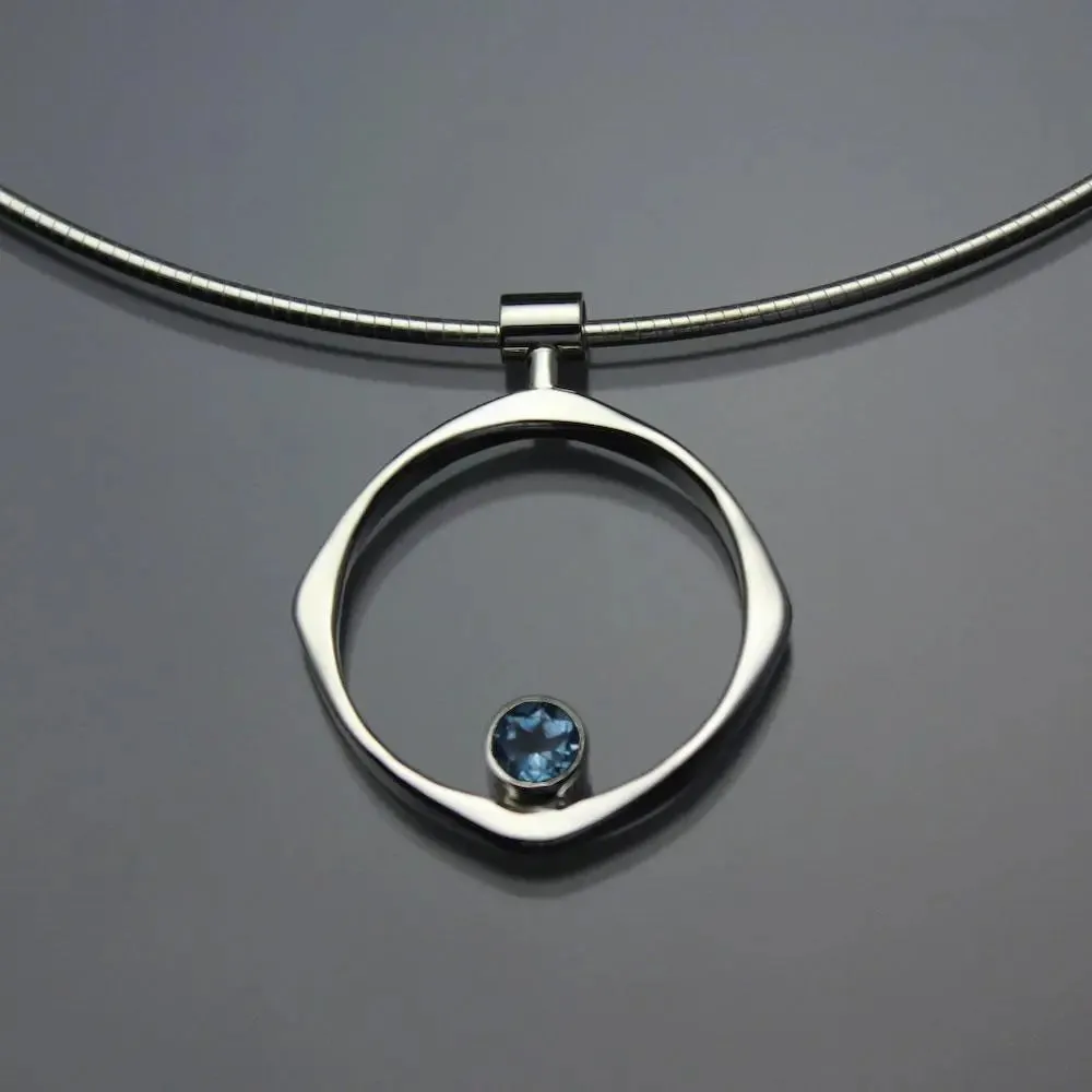 Swiss Blue Topaz Pendant Necklace PEN070TZ Sterling Silver by John Tzelepis Jewelry