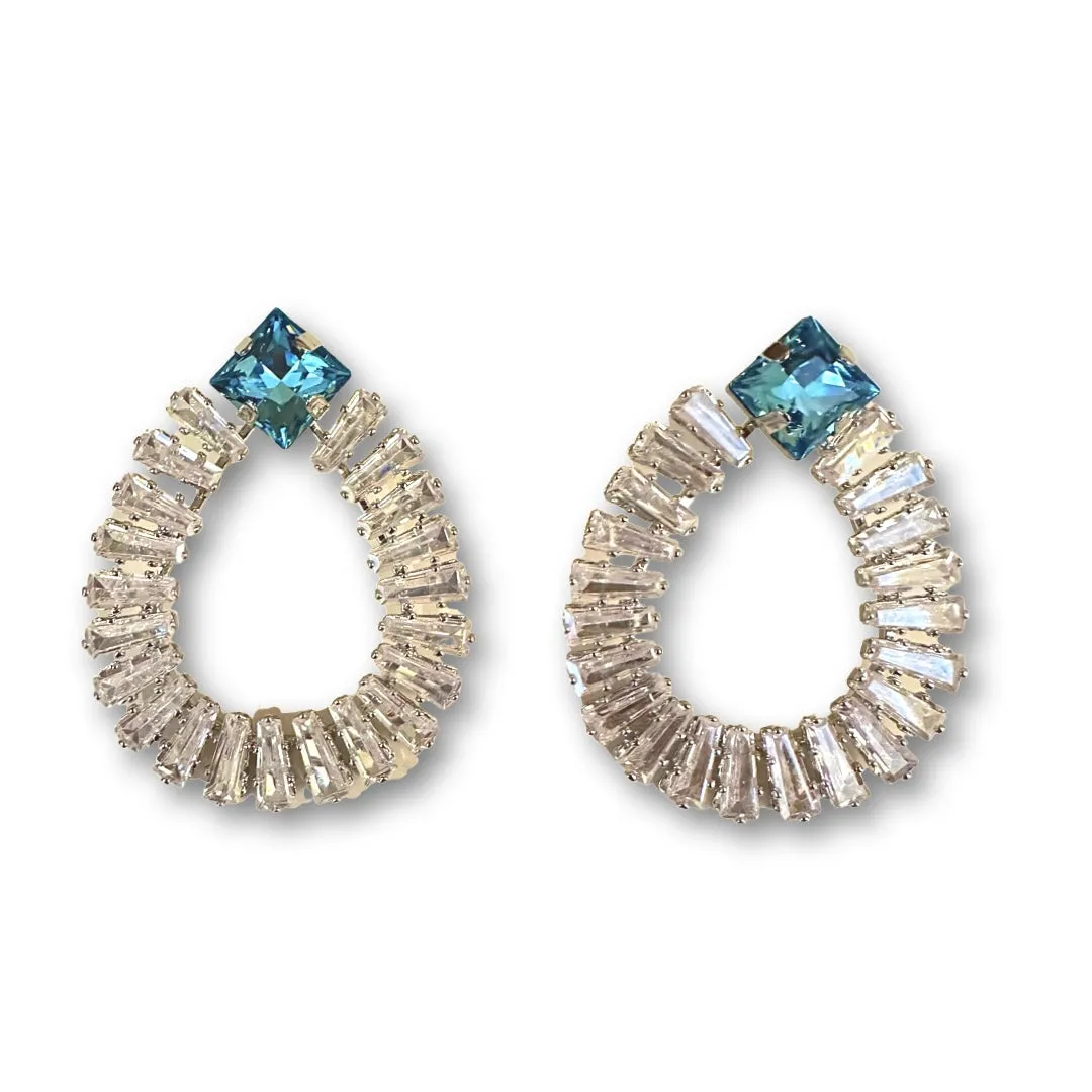 Teardrop Baguette Statement Earrings