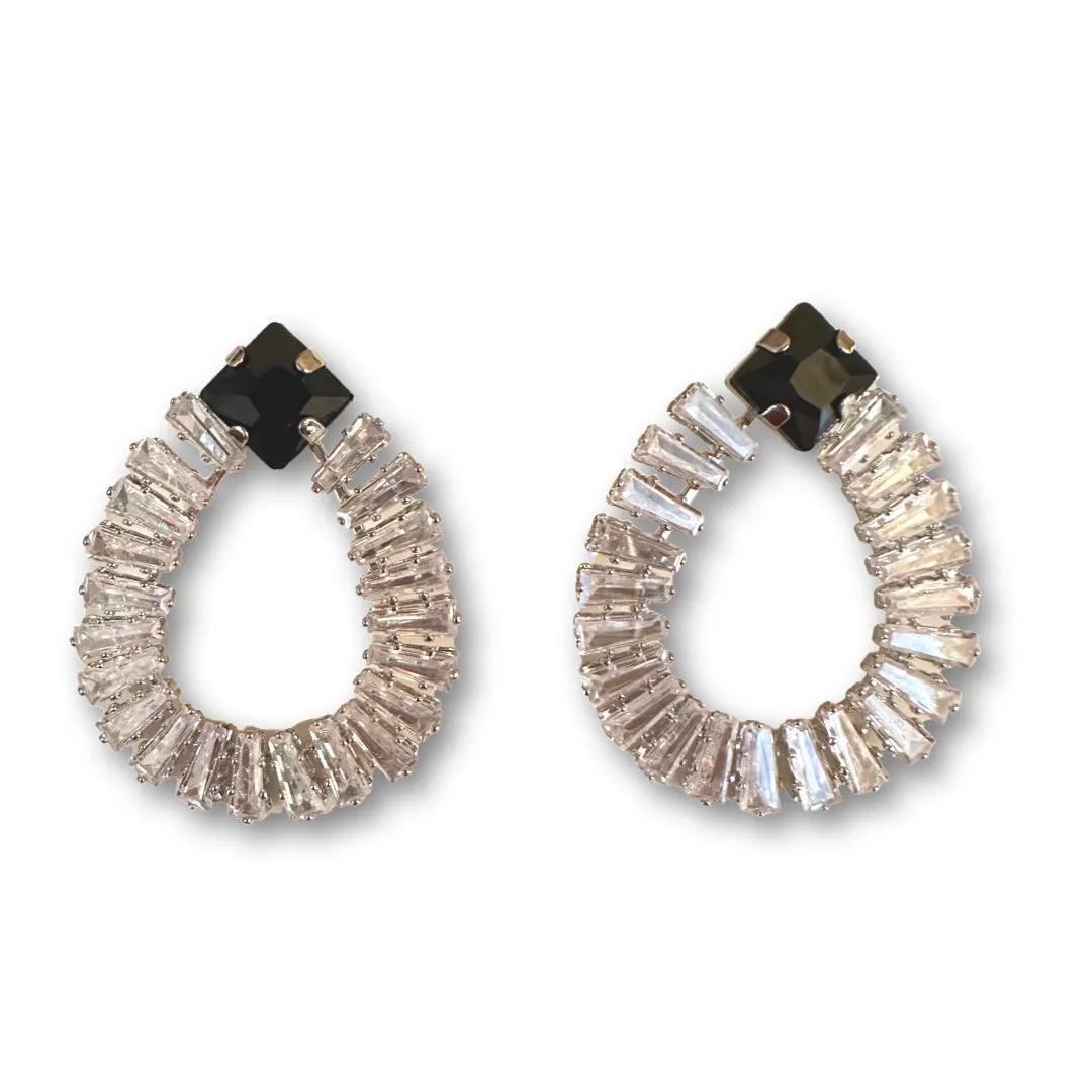 Teardrop Baguette Statement Earrings