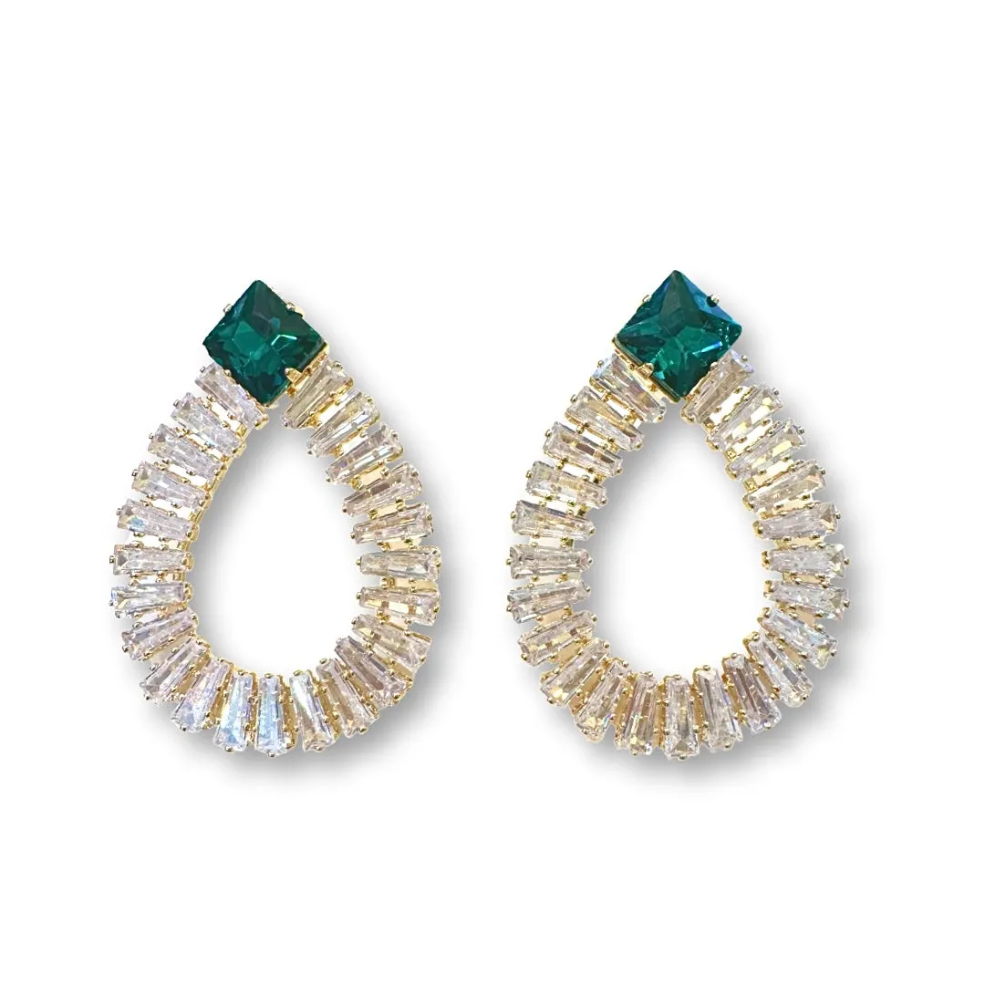 Teardrop Baguette Statement Earrings