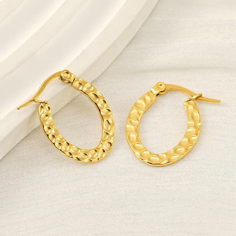 Textured Gold Hoop Earrings – 18K Gold Plated Stainless Steel