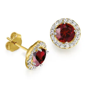 Tru-Ruby Posh Halo Earrings