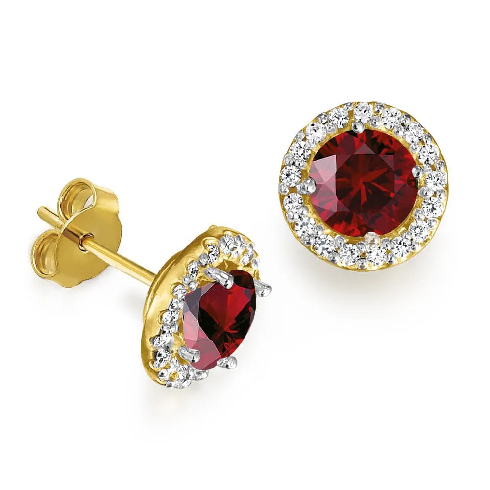 Tru-Ruby Posh Halo Earrings