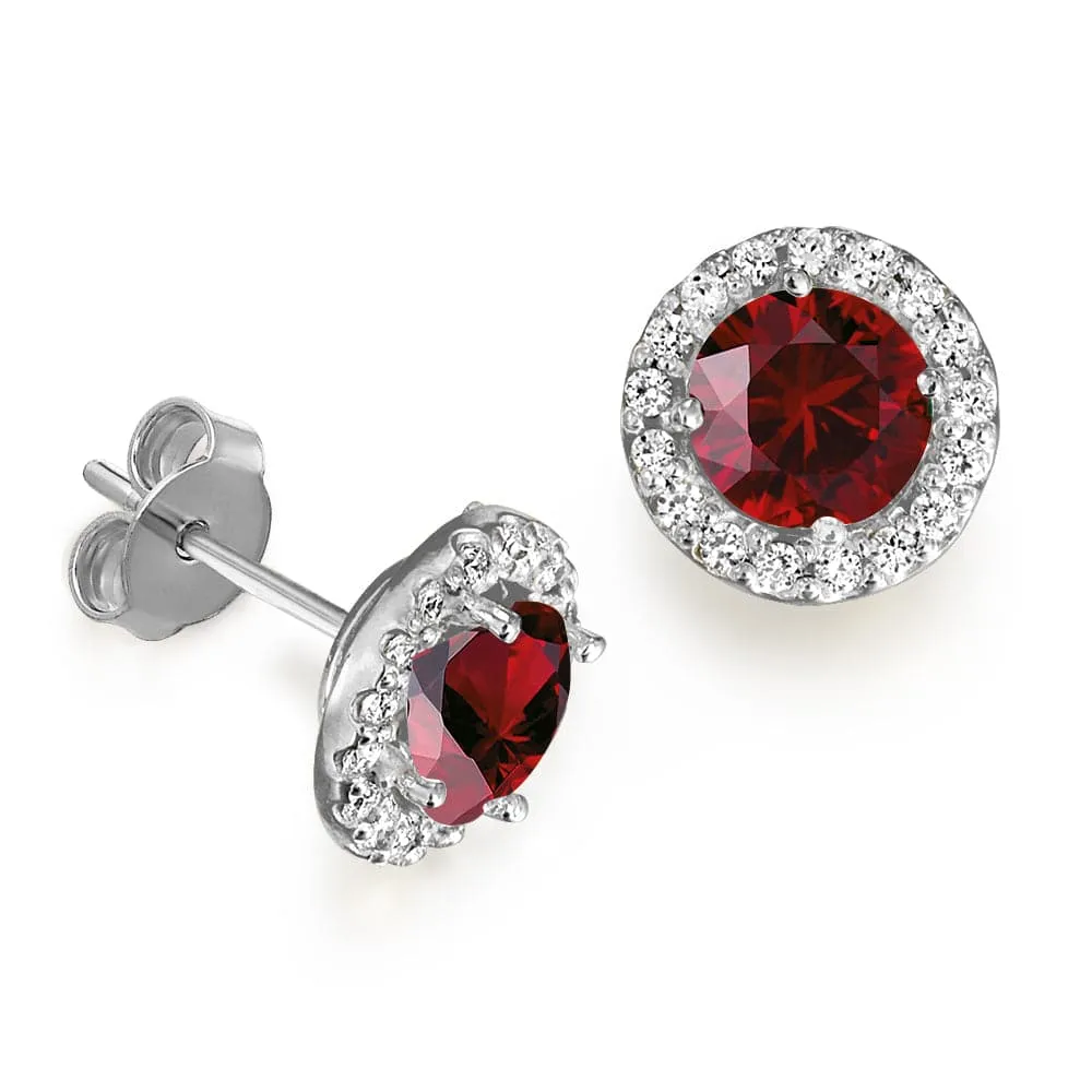 Tru-Ruby Posh Halo Earrings