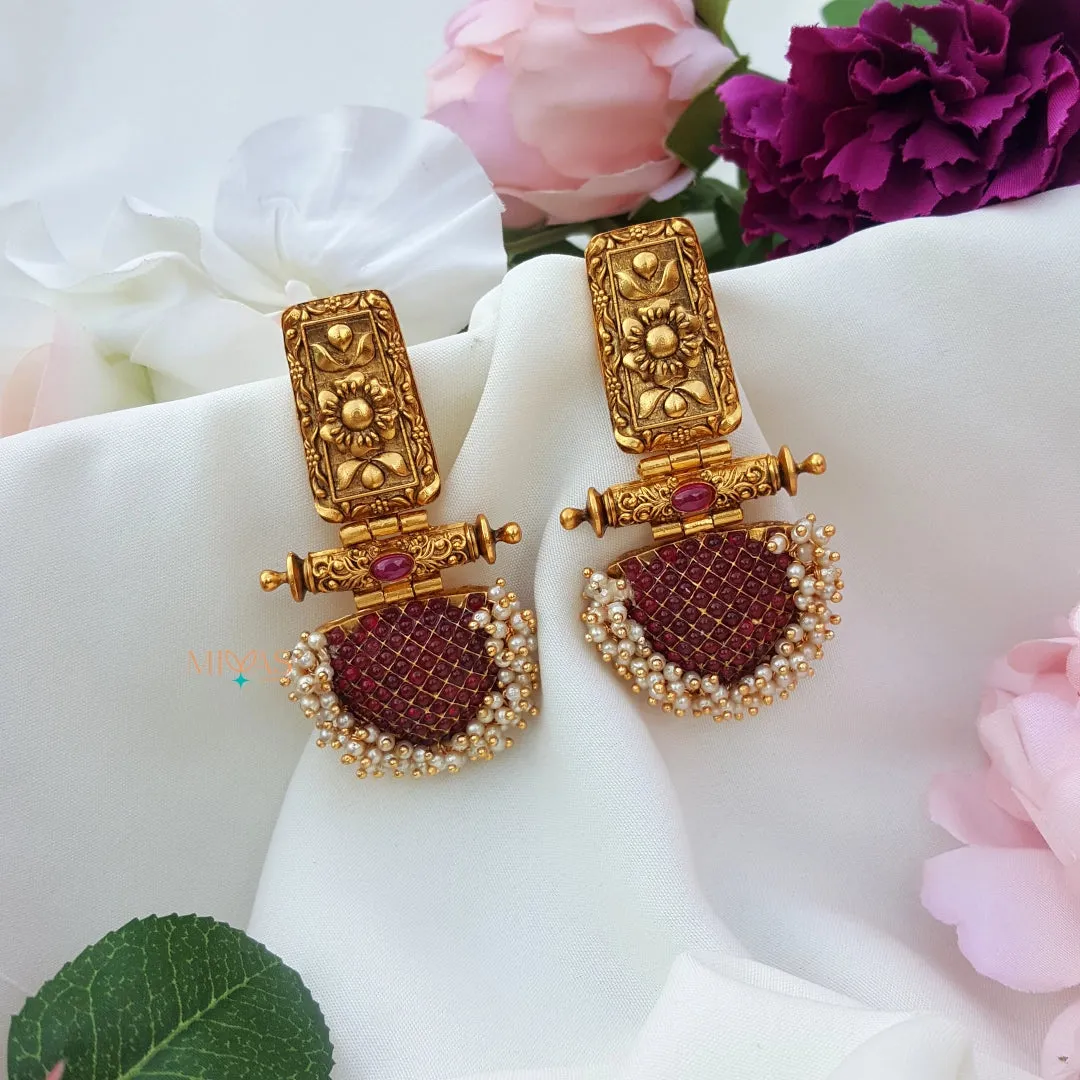 Unique Kemp stone Earring - Ruby