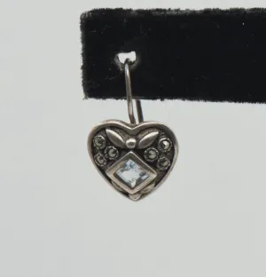 UNMATCHED Vintage Blue Topaz and Marcasite Sterling Silver Heart Earring