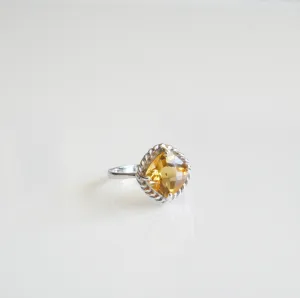 Victorian Citrine Natural Gemstone .925 Sterling Silver Ring