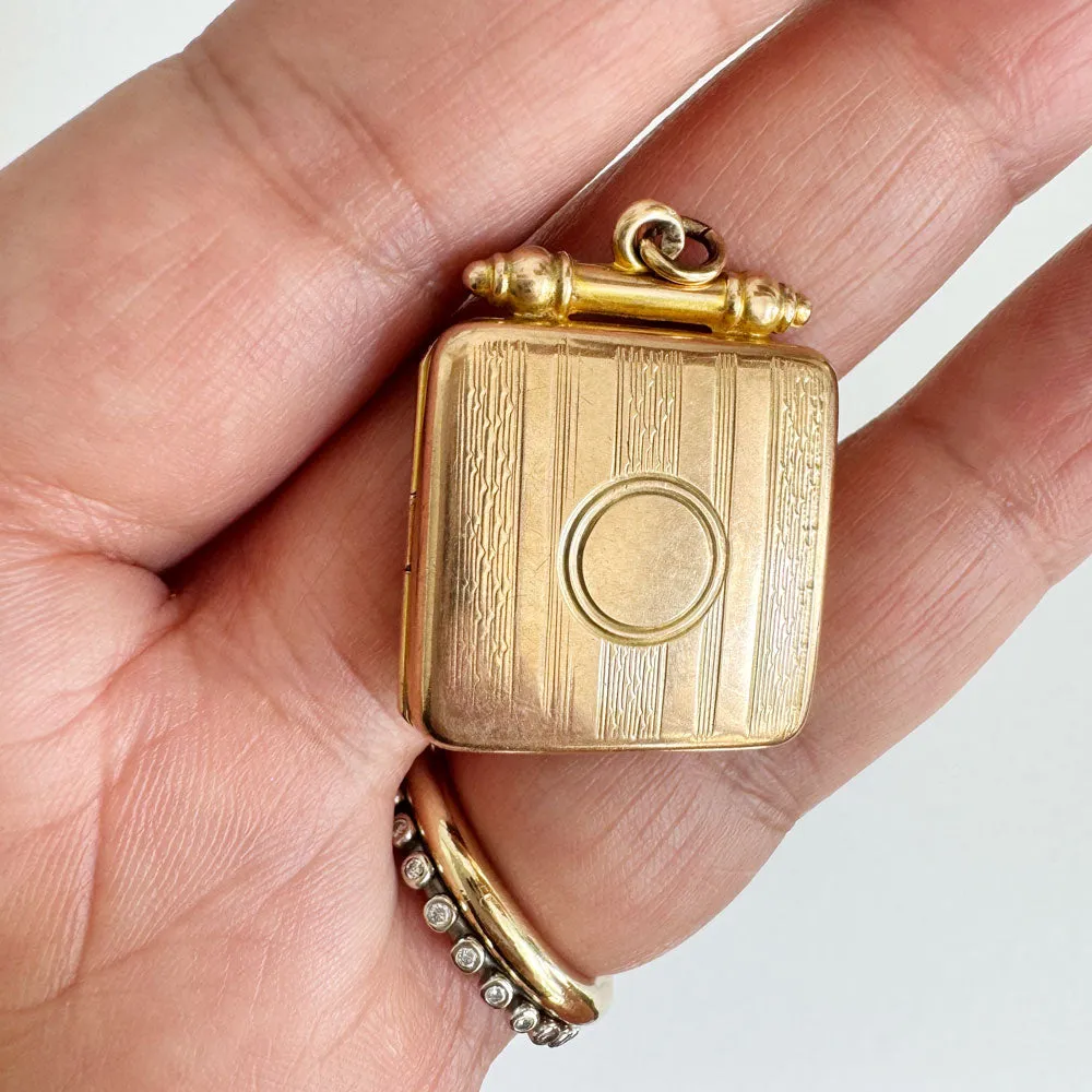 Vintage 9K Gold Square Locket