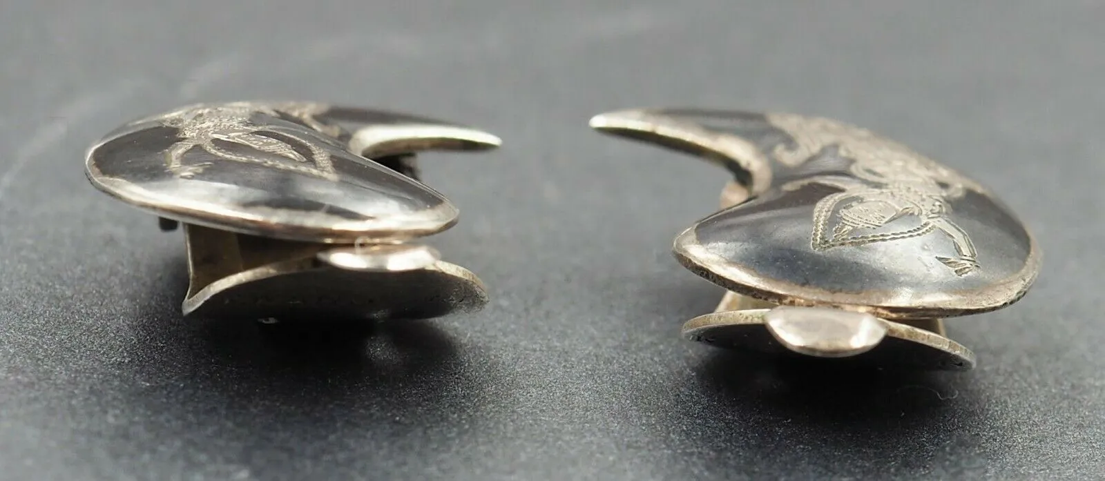 Vintage Siam Sterling Silver Earrings Clip On Fastening Non-Pierced Ears