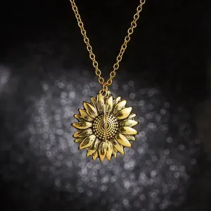 Vintage Sunflower Locket Pendant Keychain Necklace