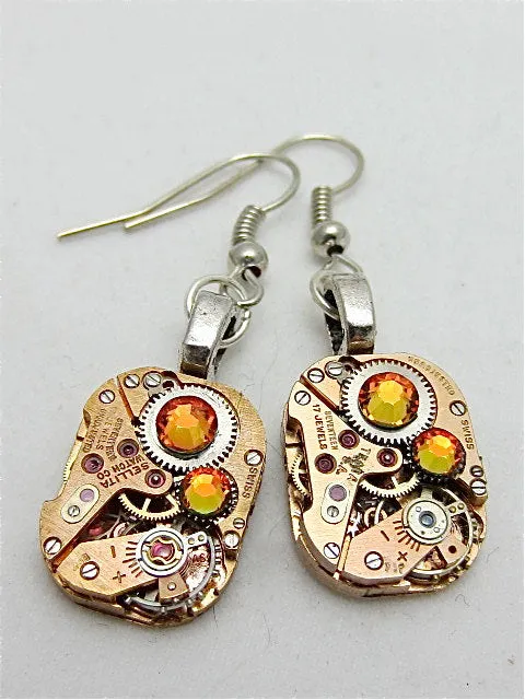 Watch movement Earrings - Gleam - Steampunk Earrings - Repurposed art