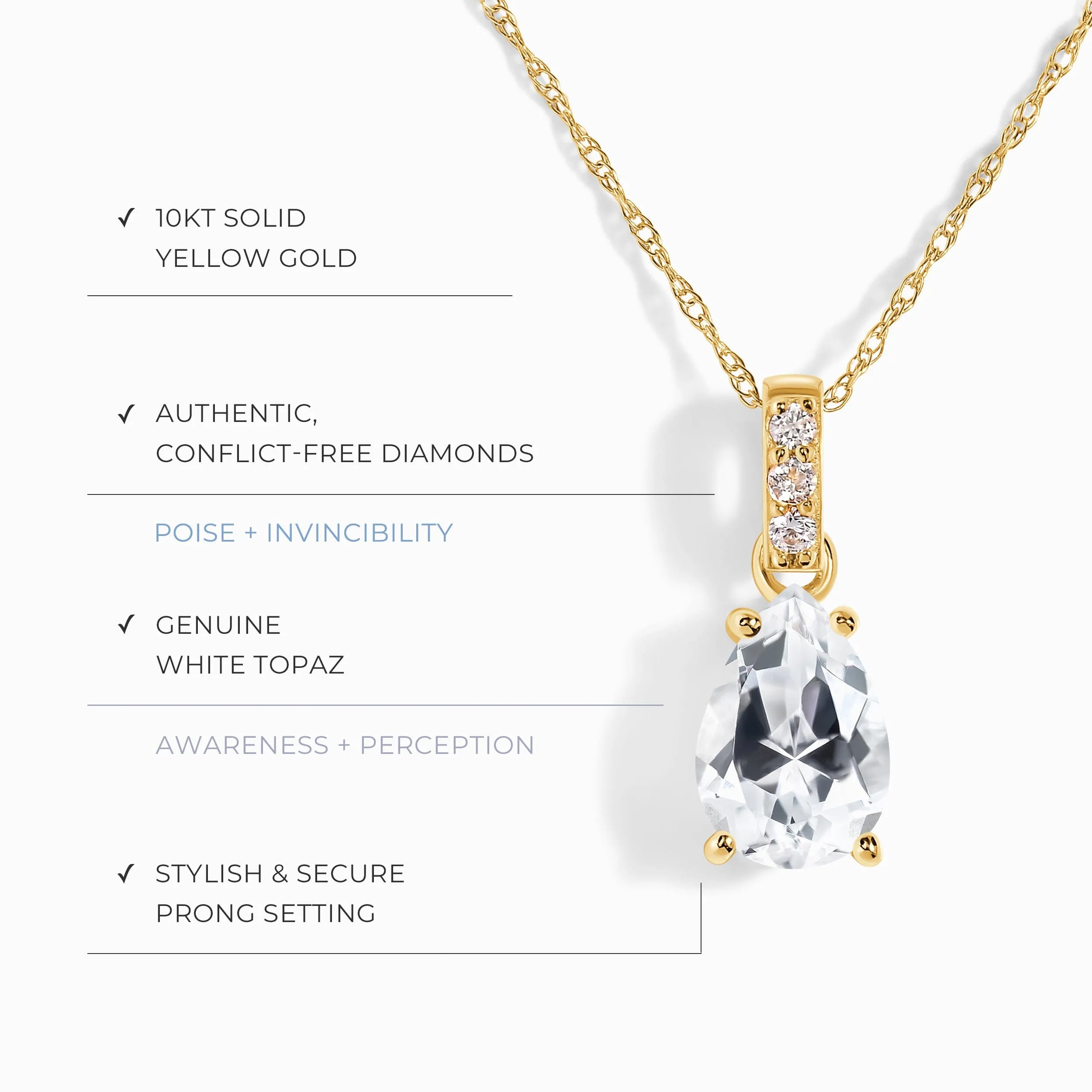 White Topaz Diamond Necklace Sway - April Birthstone