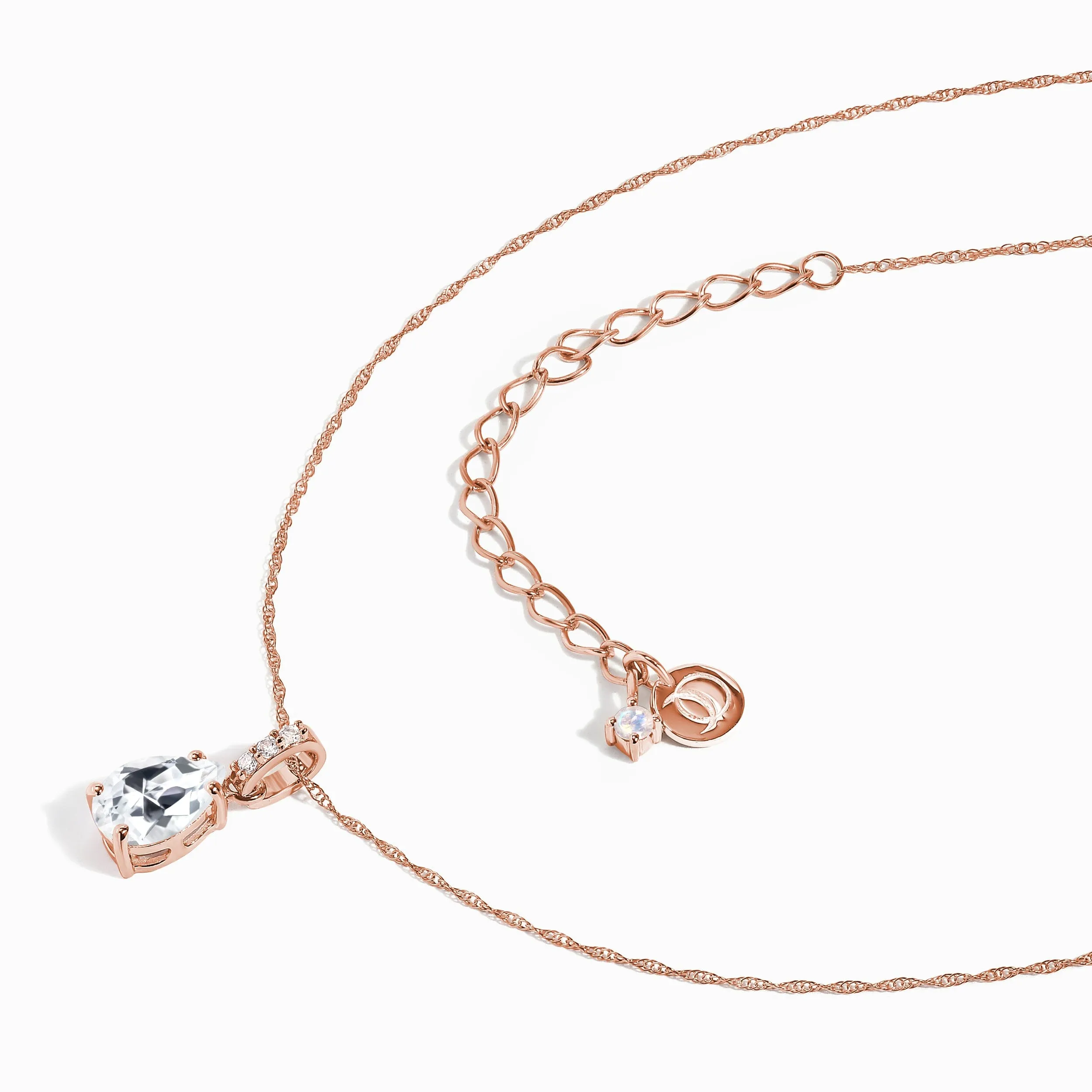 White Topaz Diamond Necklace Sway - April Birthstone