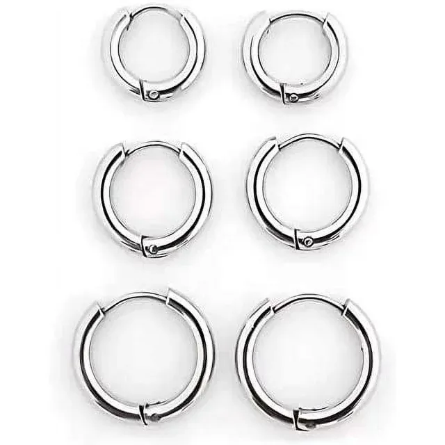 Xelparuc Hoop Earrings Surgical Stainless Steel Hoop Earring for Men Blue