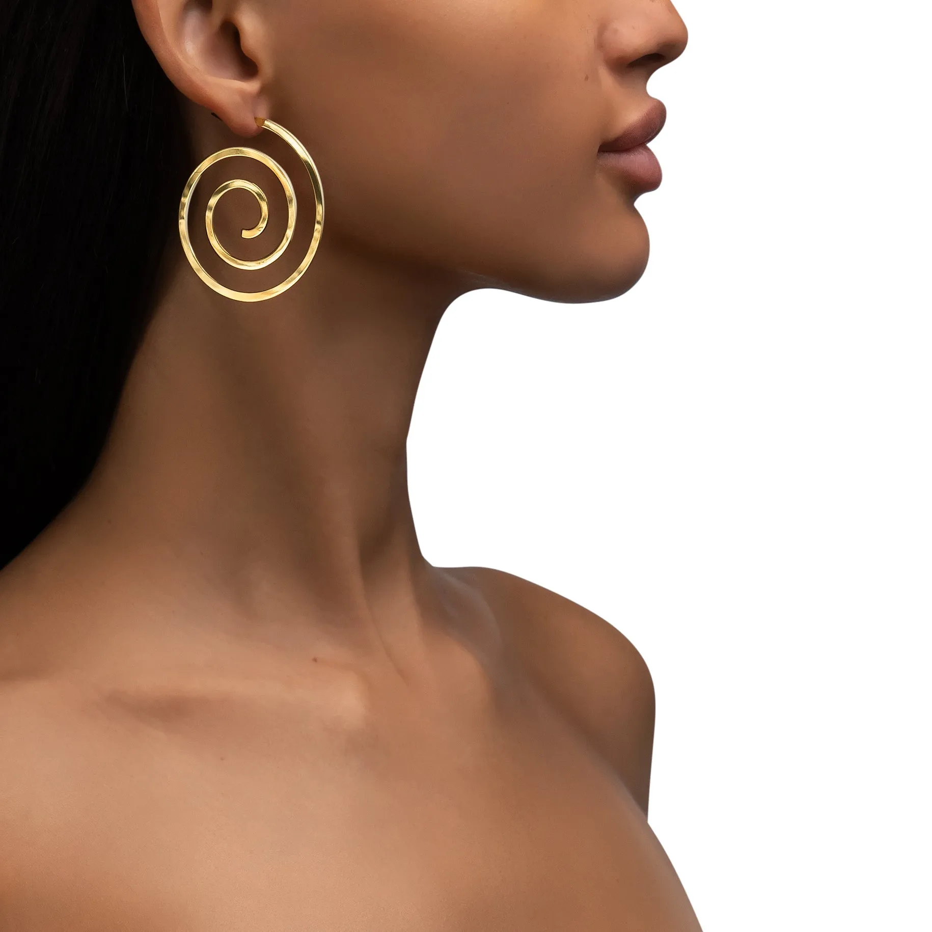 Yellow Gold Essence Hoop Earrings With Cone