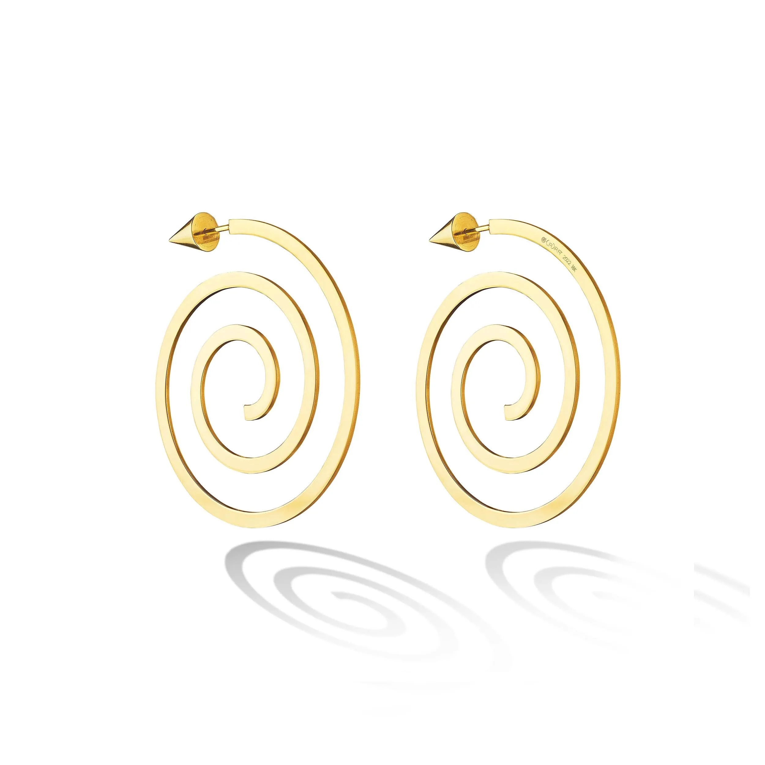 Yellow Gold Essence Hoop Earrings With Cone