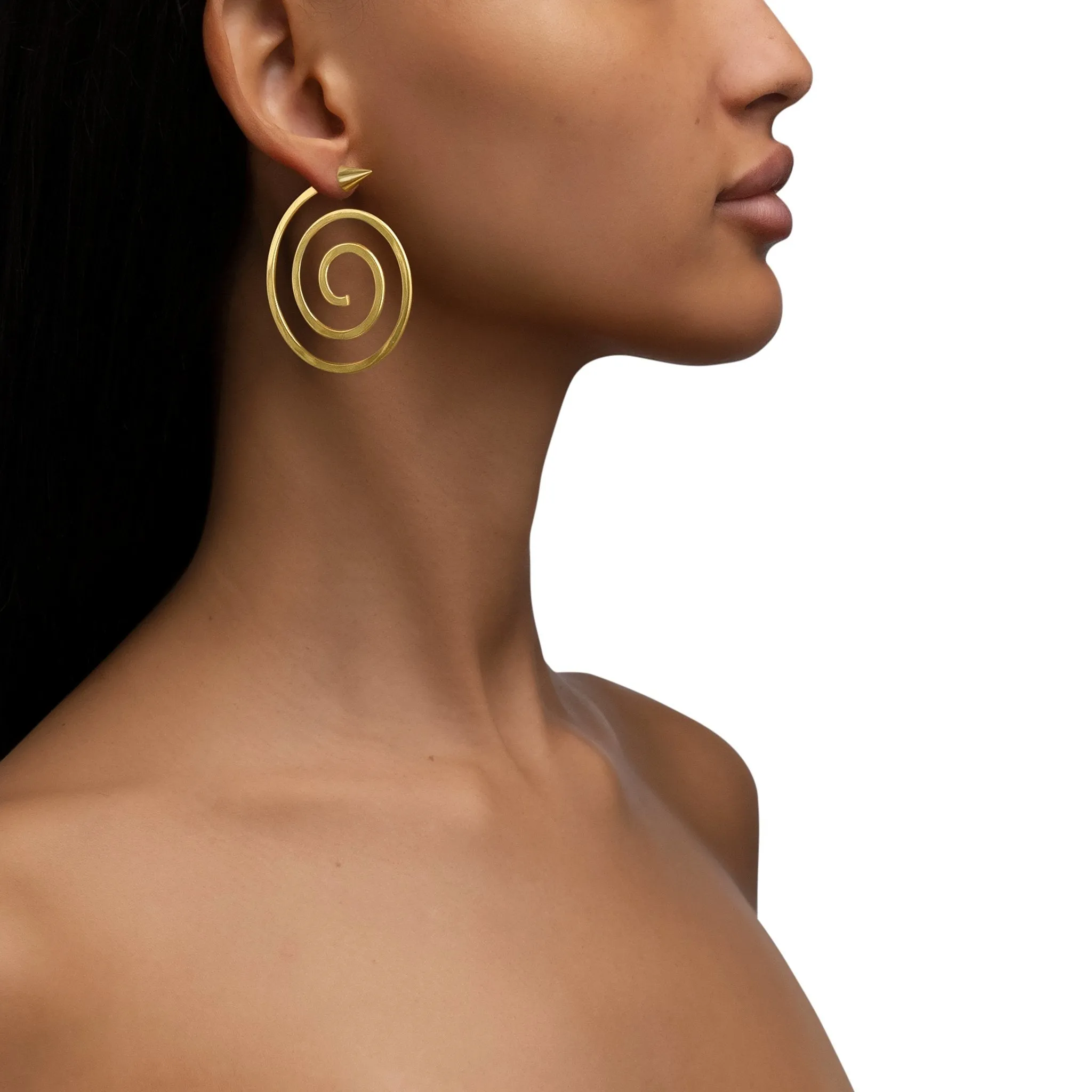 Yellow Gold Essence Hoop Earrings With Cone